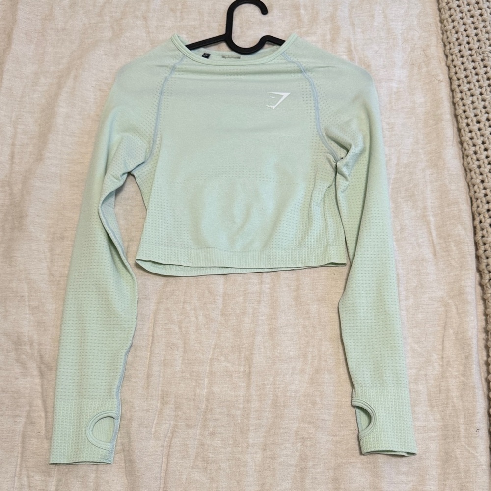 Gymshark Mint Green Cropped Long-Sleeve Top